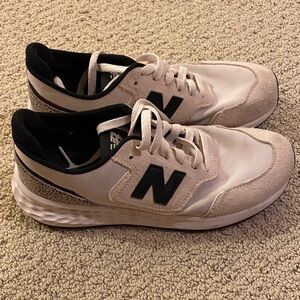 New Balance Cream and Black Athletic Shoes
